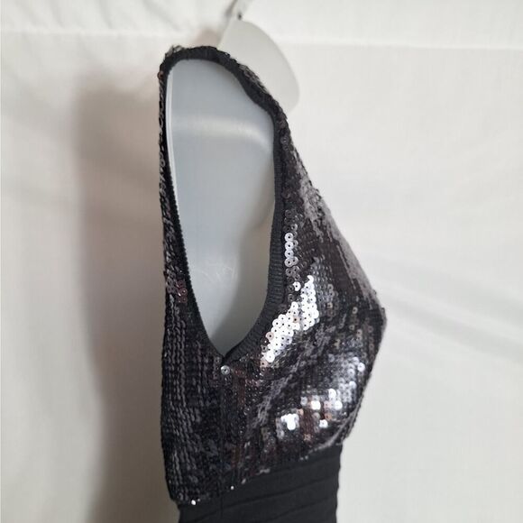 Guess Womens Sequin Mini Dress Black Sleeveless Textured Bodycon Cocktail Small - Picture 6 of 10